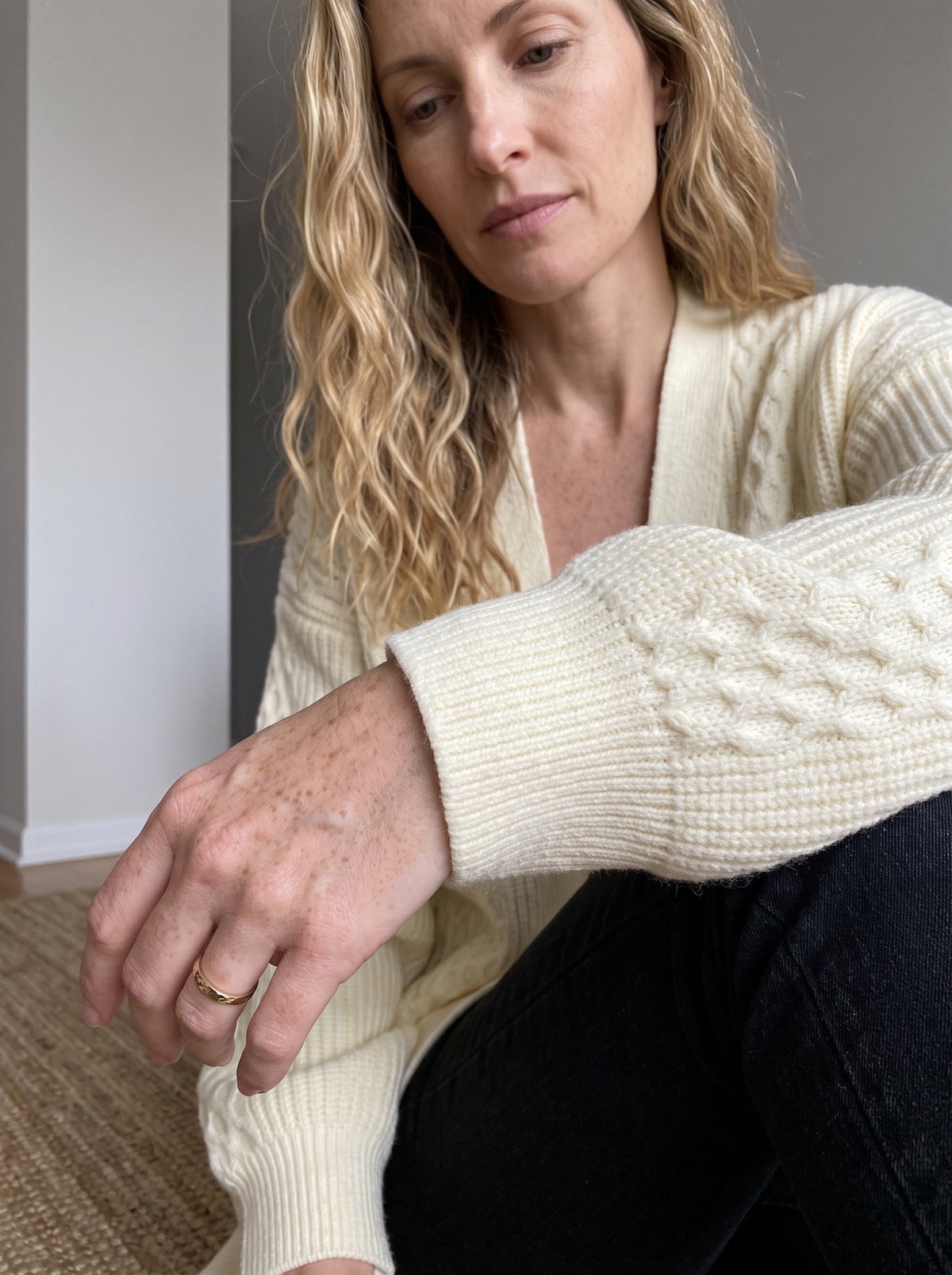 Lantern Sleeve Longline Knit Cardigan