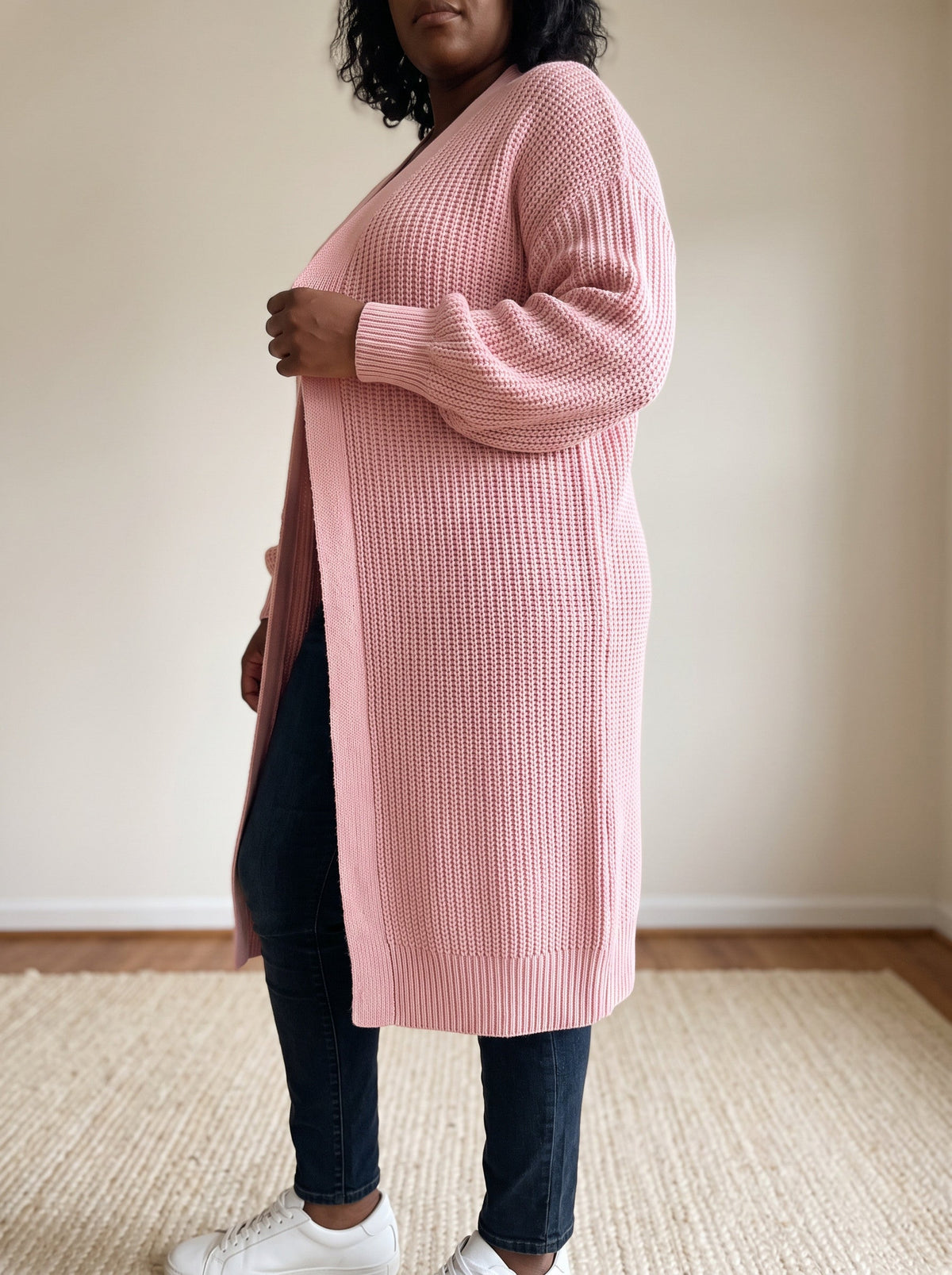 Lantern Sleeve Longline Knit Cardigan