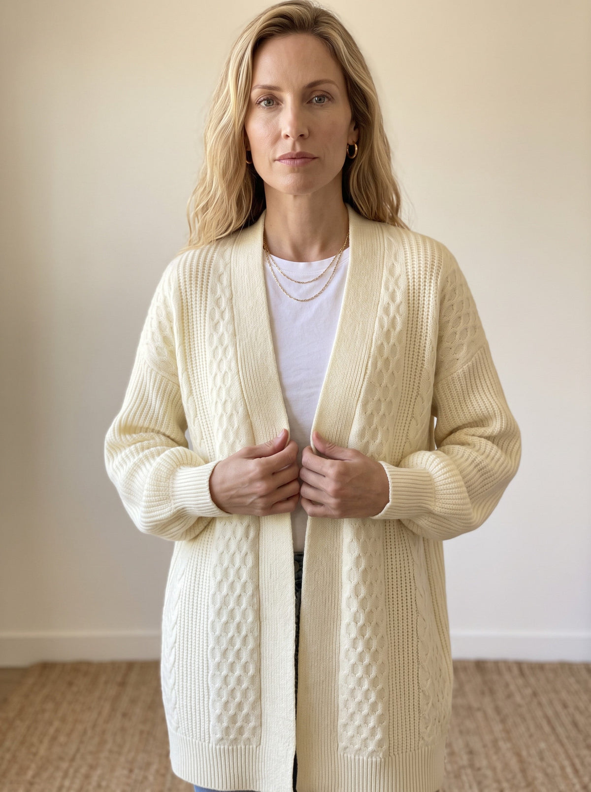 Lantern Sleeve Longline Knit Cardigan