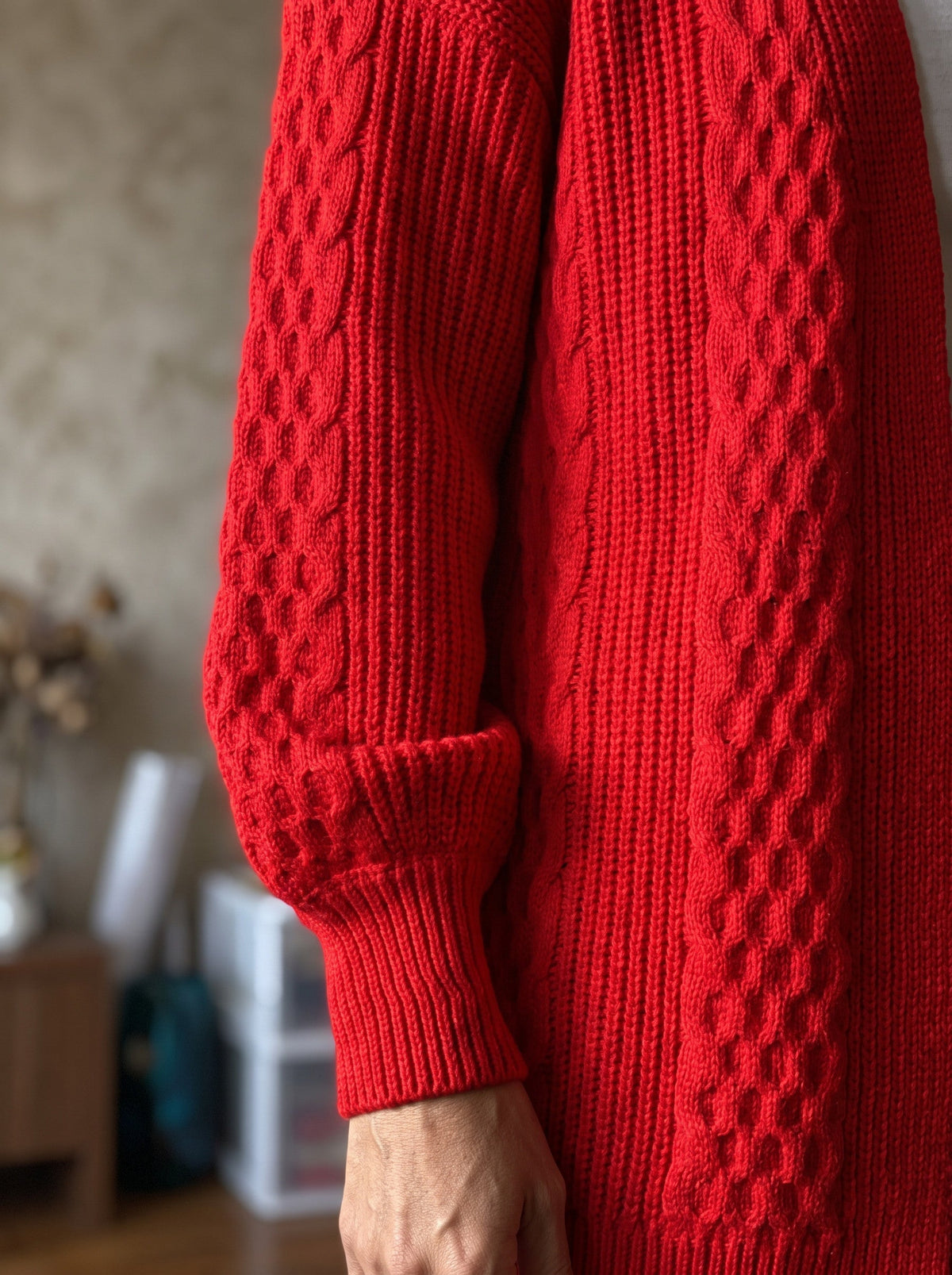 Lantern Sleeve Longline Knit Cardigan