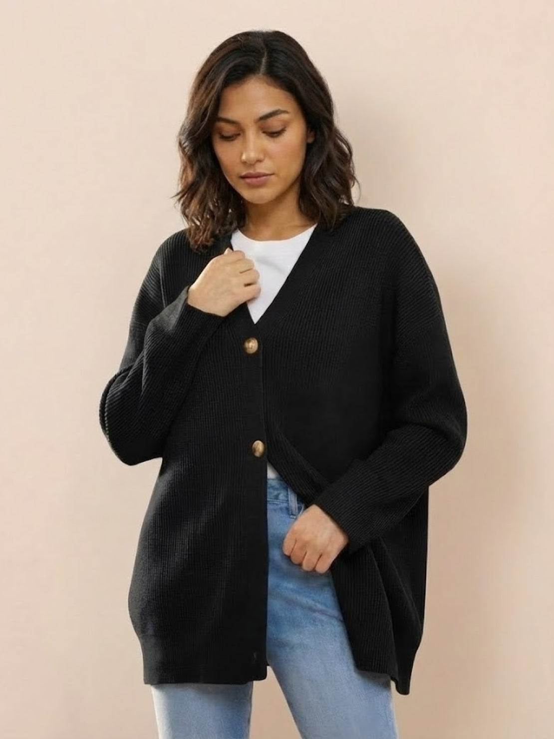 Relaxed Fit Oversized Button Down Knitwear Cardigan
