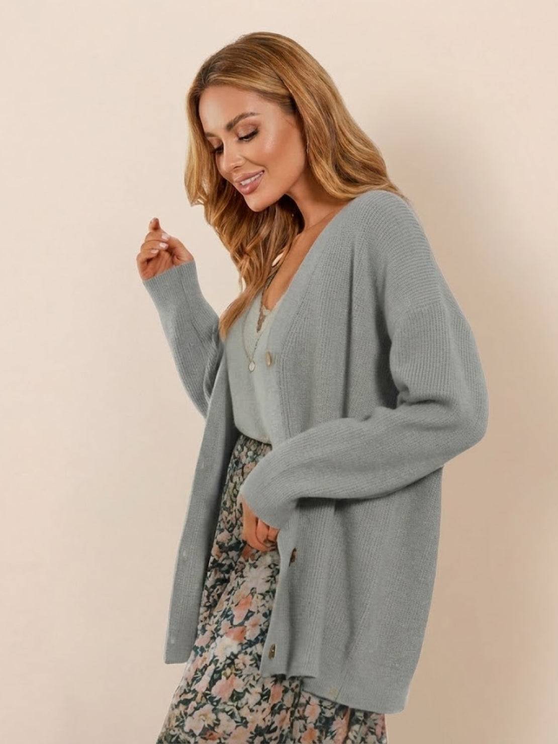 Relaxed Fit Oversized Button Down Knitwear Cardigan
