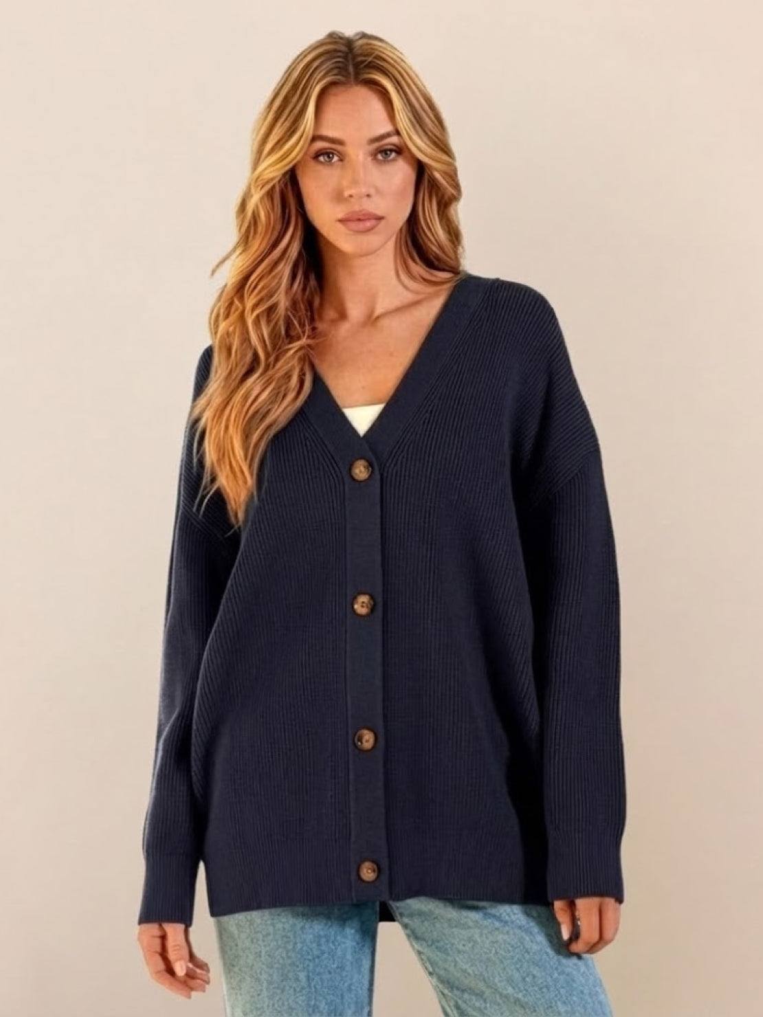 Relaxed Fit Oversized Button Down Knitwear Cardigan