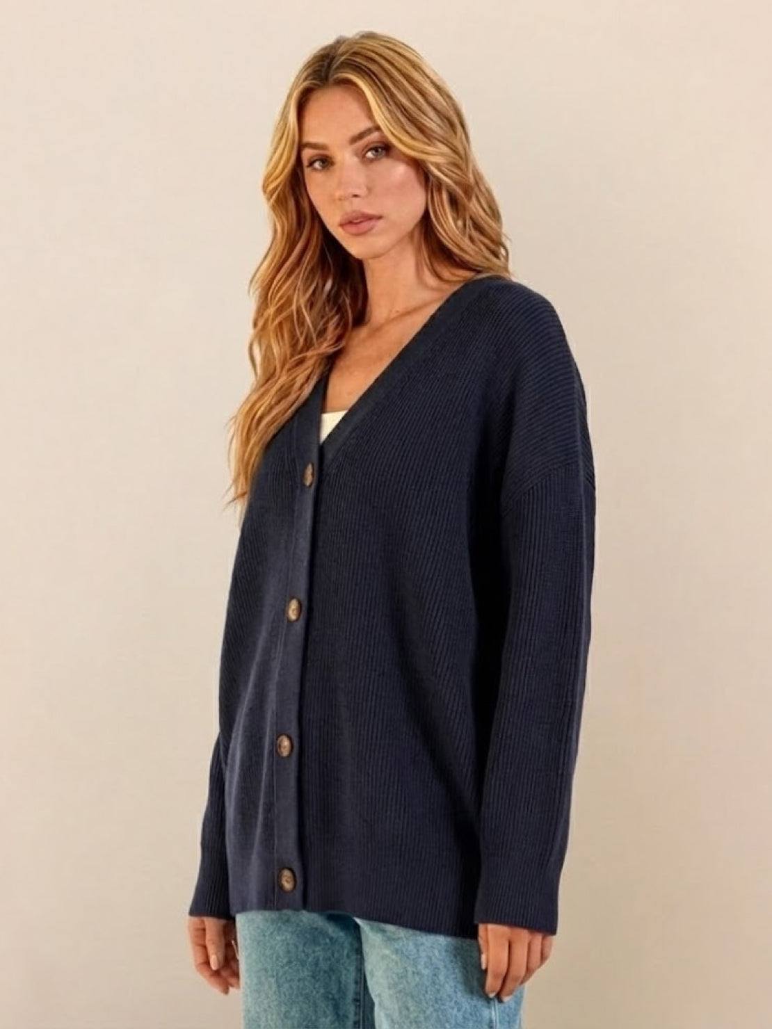 Relaxed Fit Oversized Button Down Knitwear Cardigan
