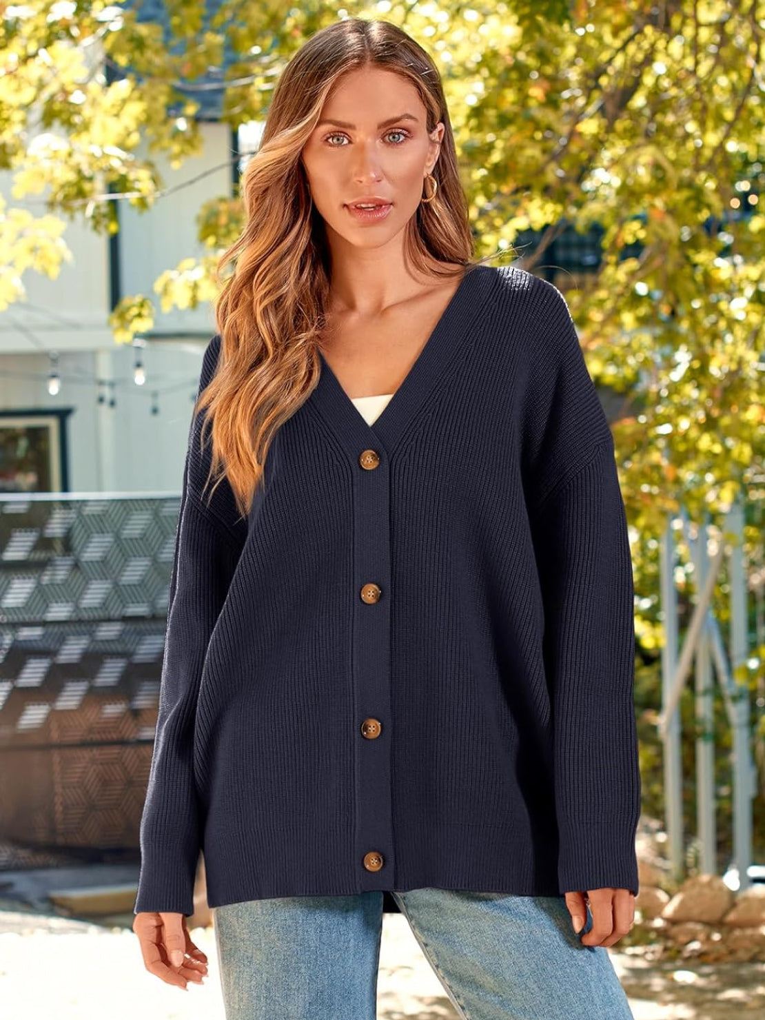Relaxed Fit Oversized Button Down Knitwear Cardigan