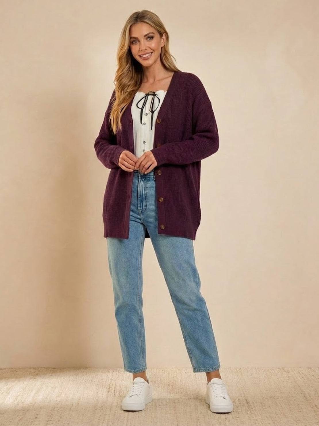 Relaxed Fit Oversized Button Down Knitwear Cardigan