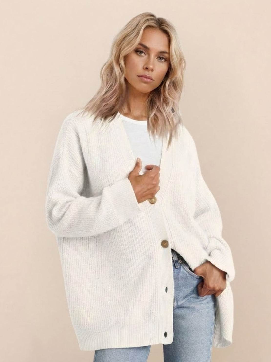 Relaxed Fit Oversized Button Down Knitwear Cardigan