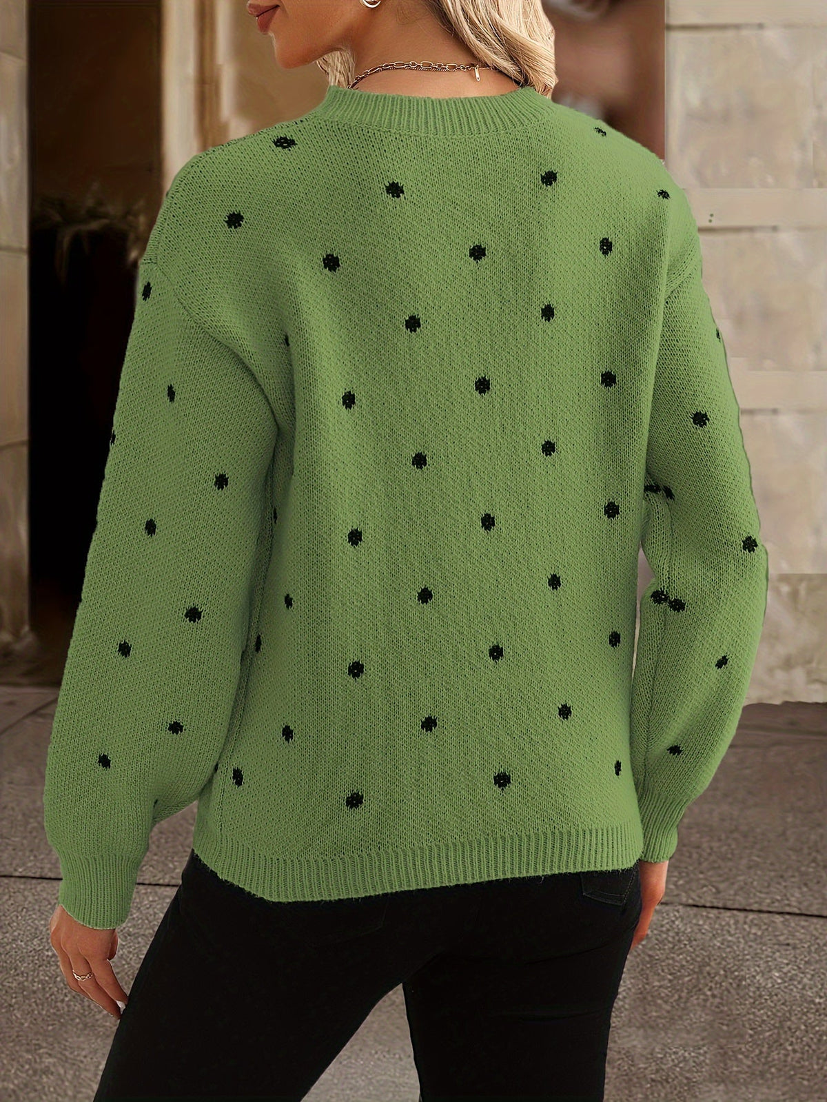 Women's Polka Dot Cozy Sweater - Autumn Winter Style