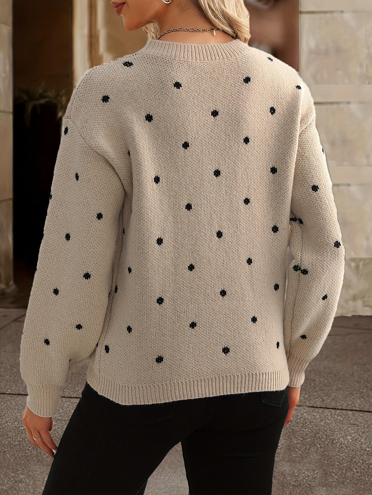 Women's Polka Dot Cozy Sweater - Autumn Winter Style
