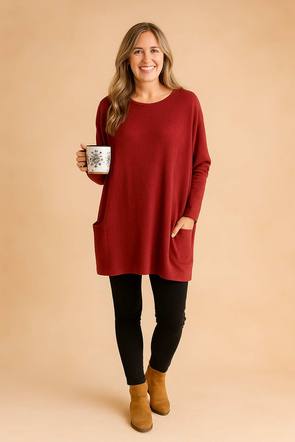 Women's Oversized Pocket Sweater for Everyday Comfort