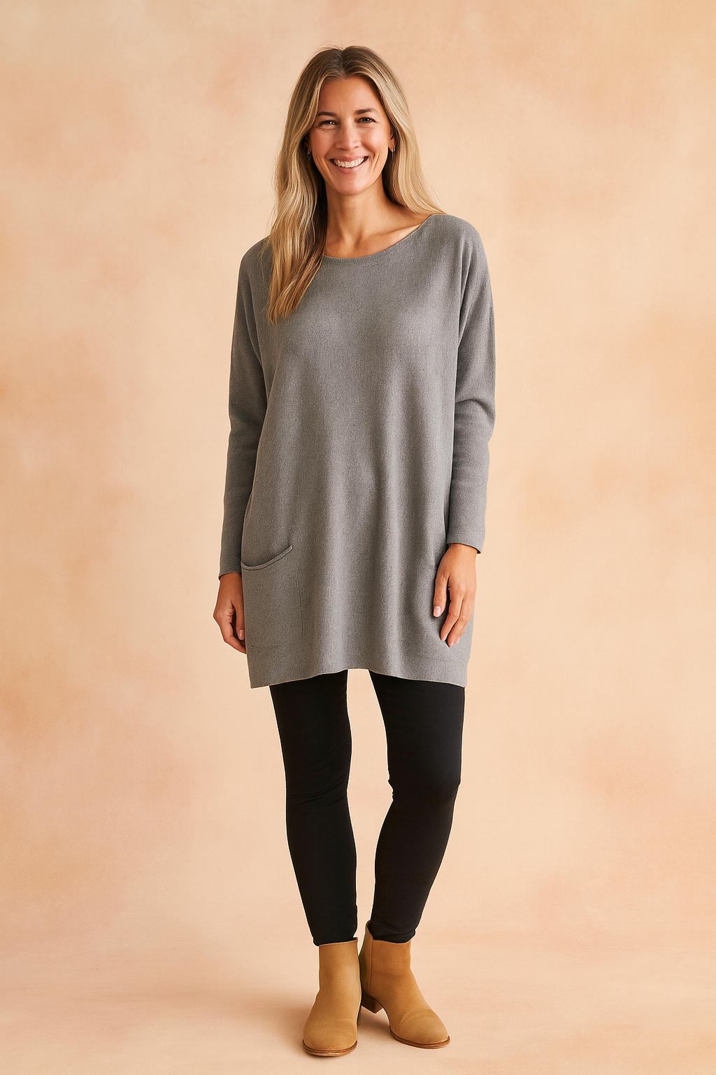 Women's Oversized Pocket Sweater for Everyday Comfort