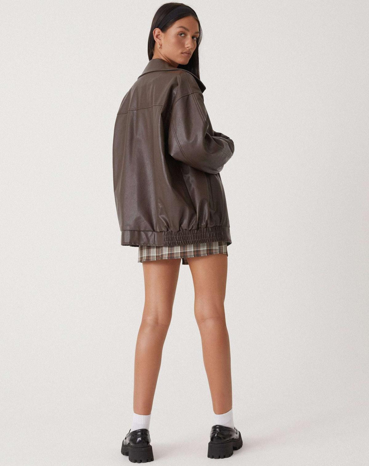 Oversized PU Leather Jacket for Women – Fashionable Look, High-Quality Faux Leather