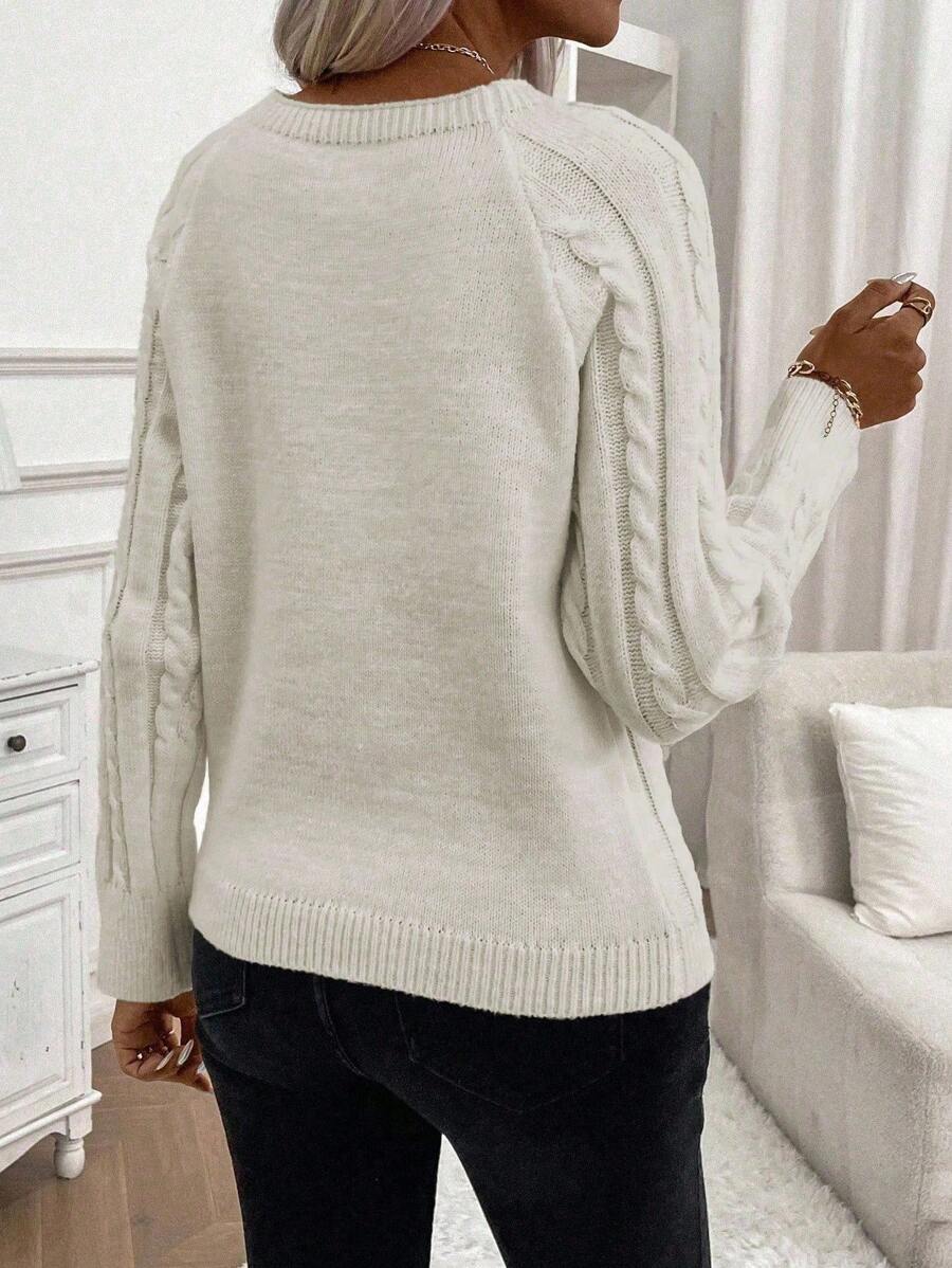 Abbey | Button-Detail Cable Knit Jumper