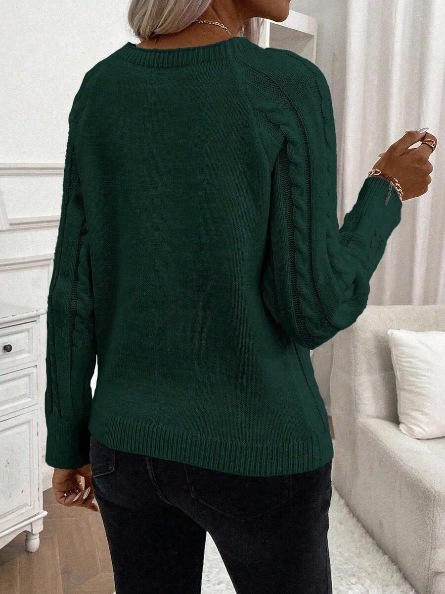 Abbey | Button-Detail Cable Knit Jumper