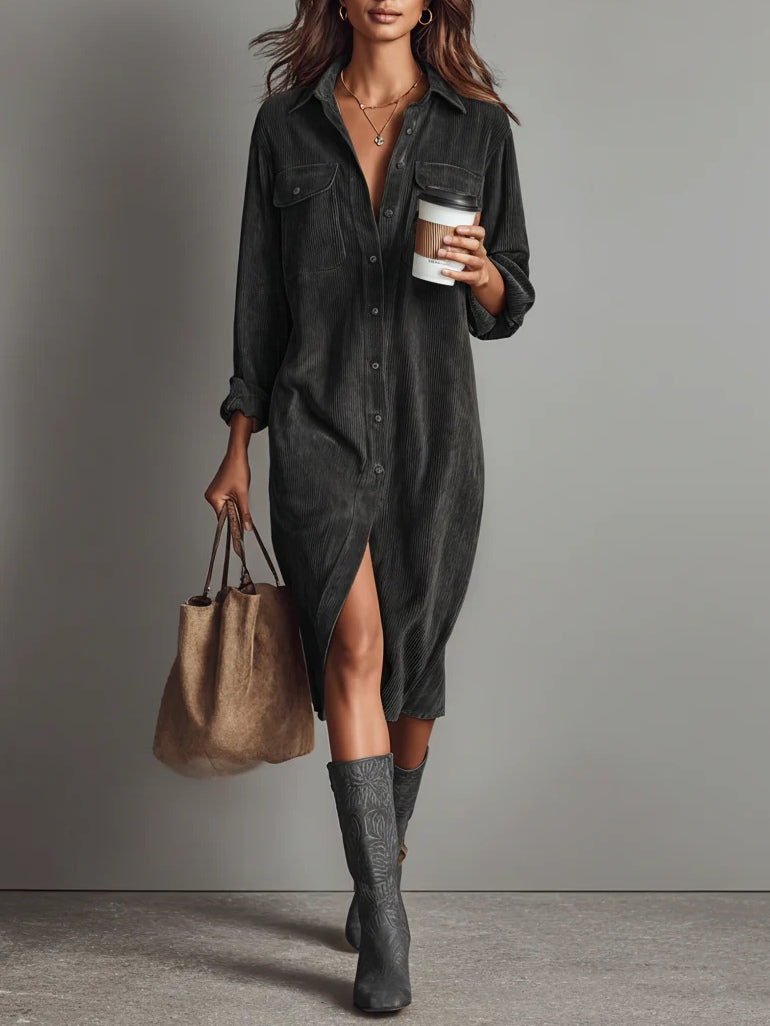Beatriz | Corduroy Loose-Fit Midi Dress