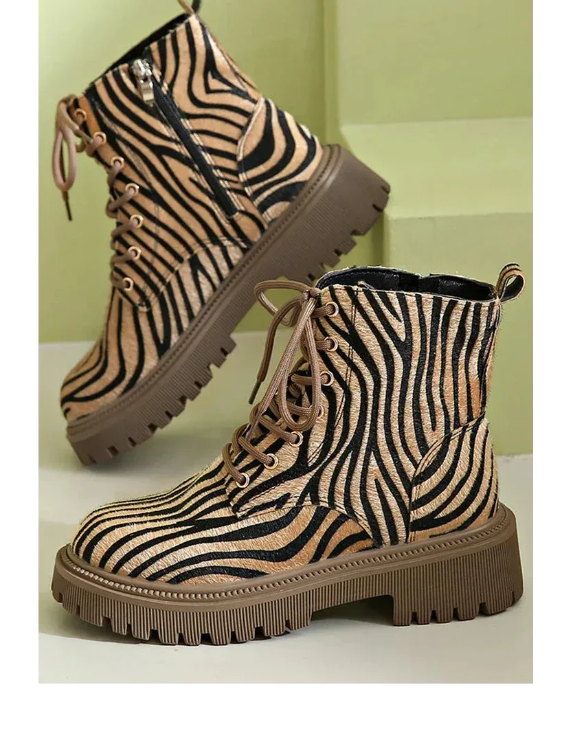 Zyla™ | Zebra Lace-Up Boots