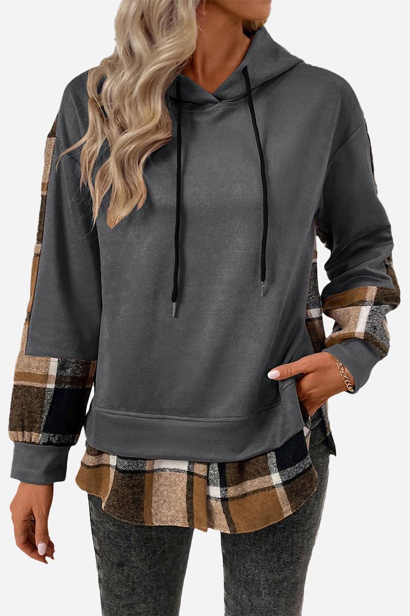 Countryside Layered Plaid Hoodie