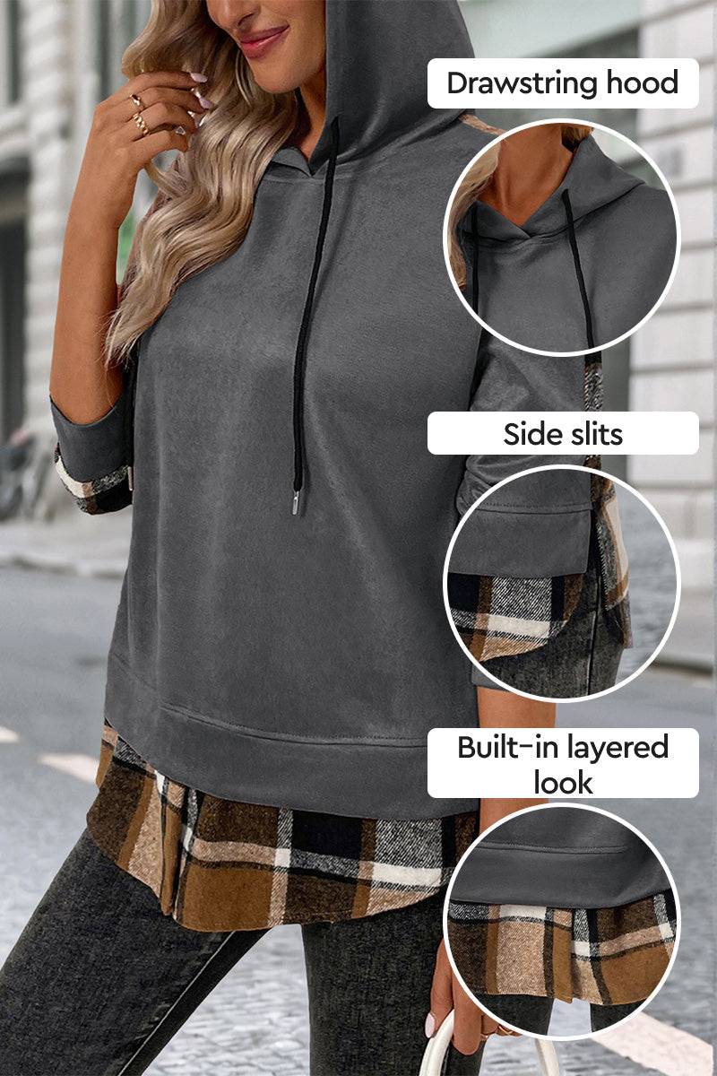 Countryside Layered Plaid Hoodie
