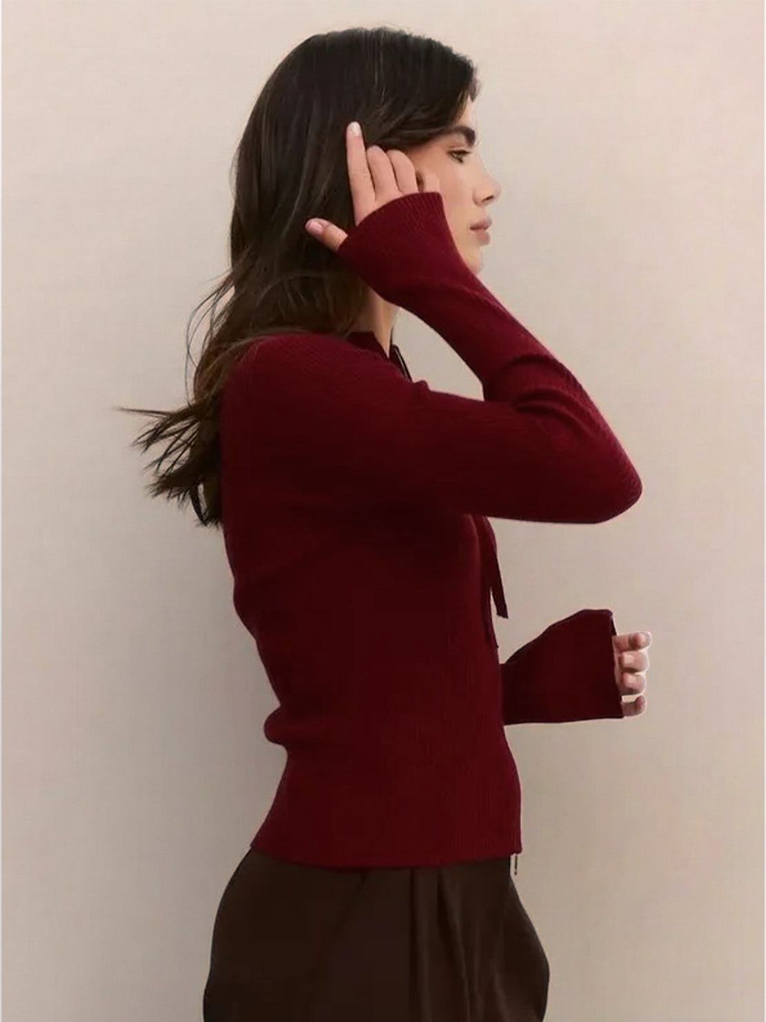 Zip-Up Knit Cardigan Jacket