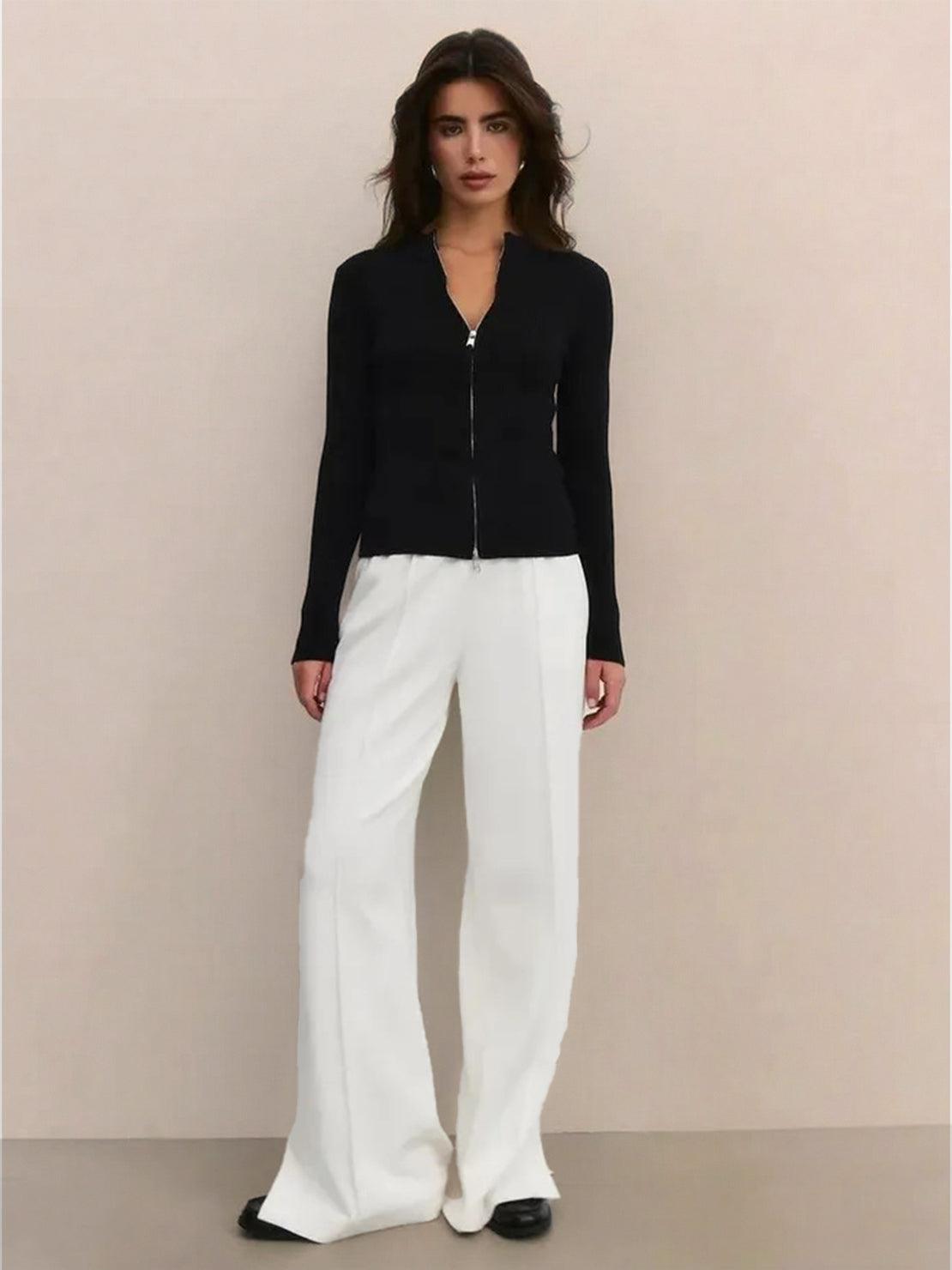Zip-Up Knit Cardigan Jacket