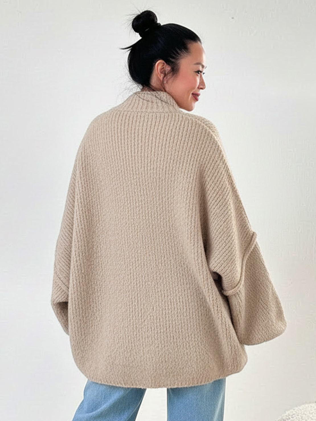 Oversized Button-Front Knit Cardigan