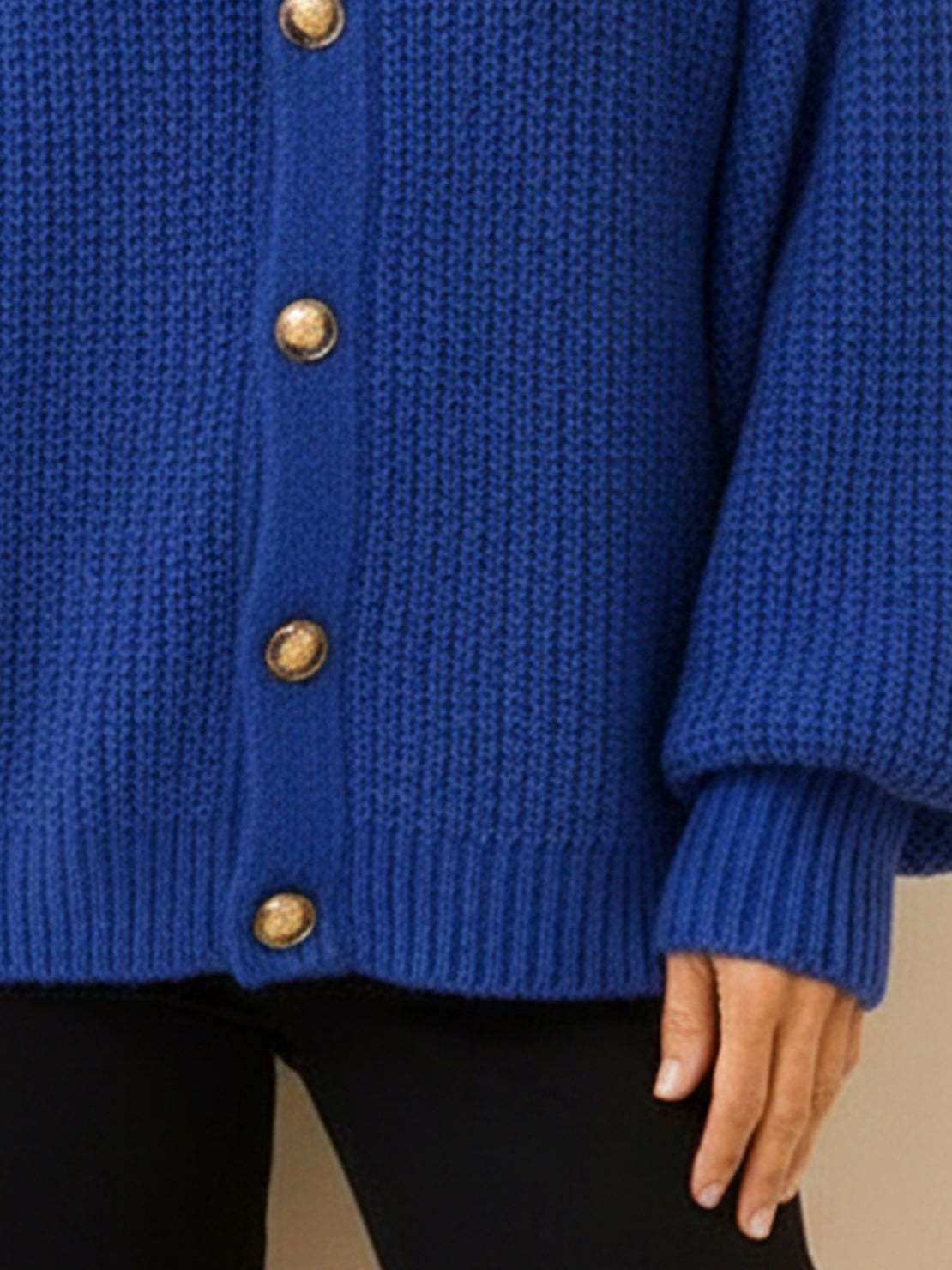 Oversized Button-Front Knit Cardigan