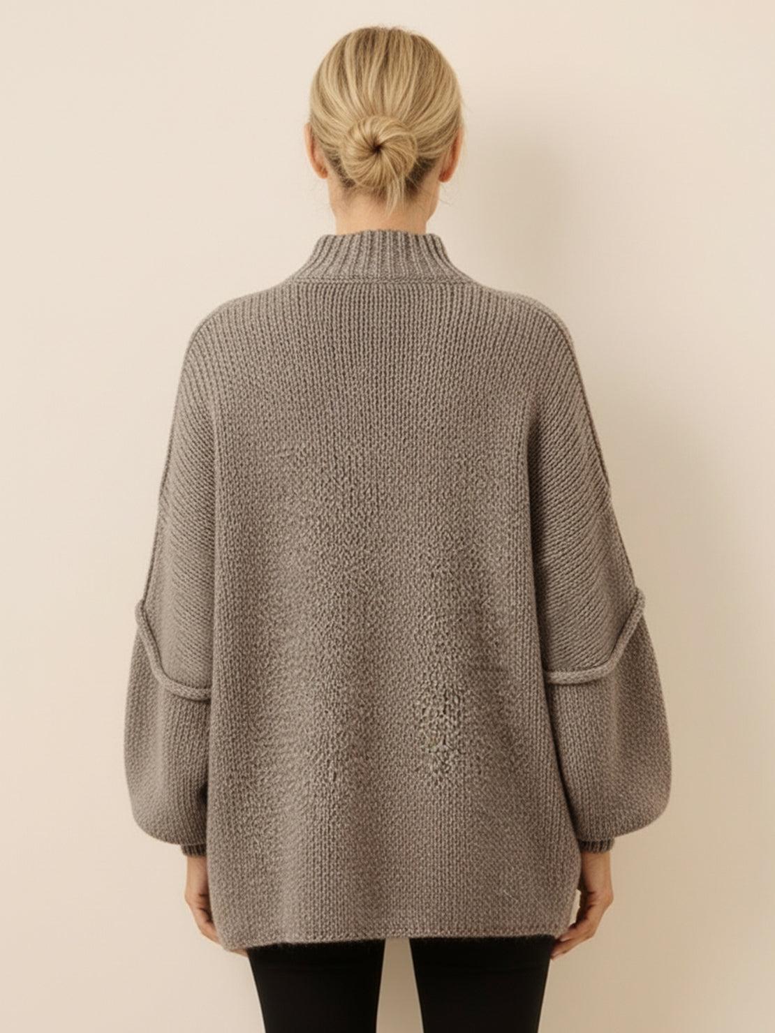 Oversized Button-Front Knit Cardigan