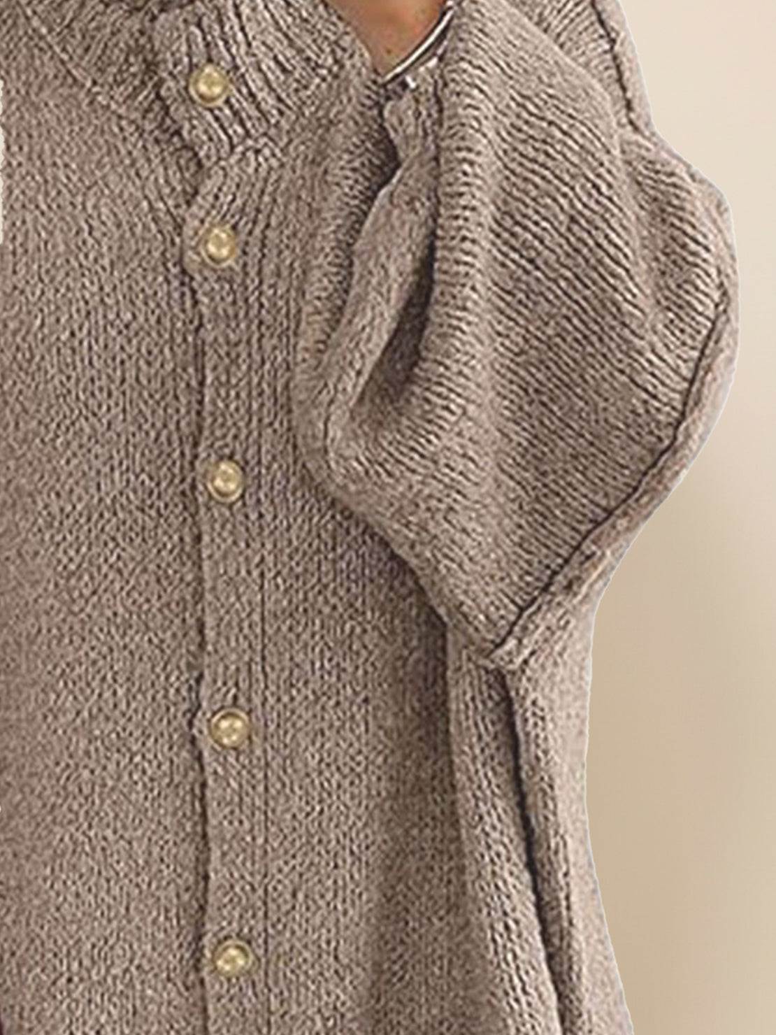 Oversized Button-Front Knit Cardigan