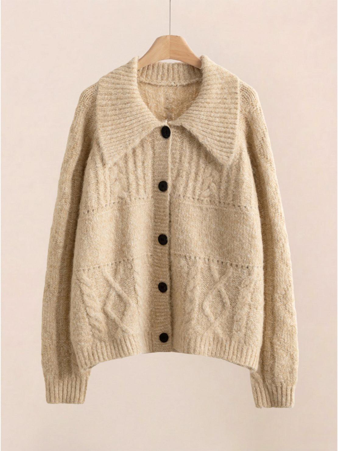 Wool-Blend Button-Front Cardigan