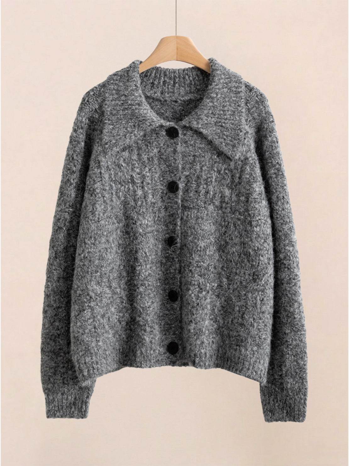 Wool-Blend Button-Front Cardigan