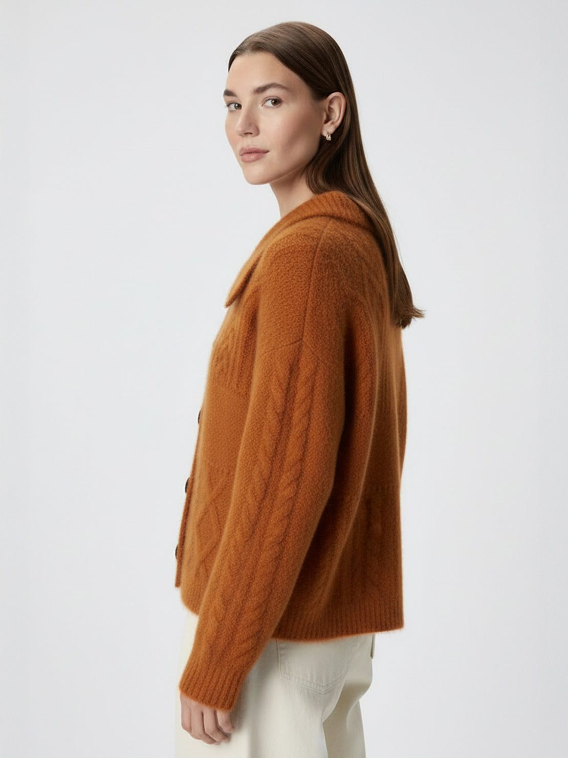 Wool-Blend Button-Front Cardigan