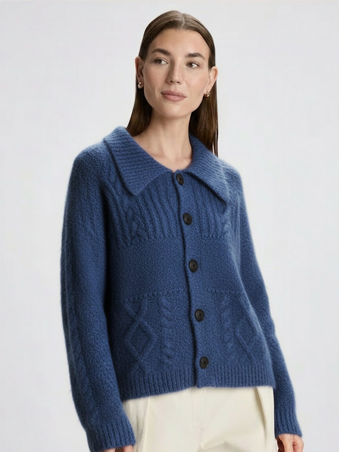 Wool-Blend Button-Front Cardigan