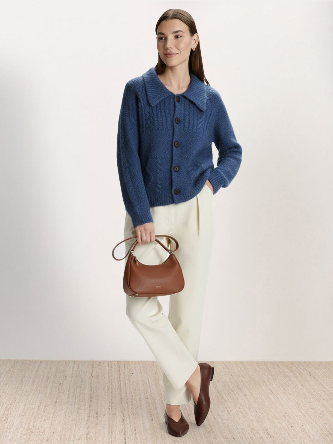 Wool-Blend Button-Front Cardigan