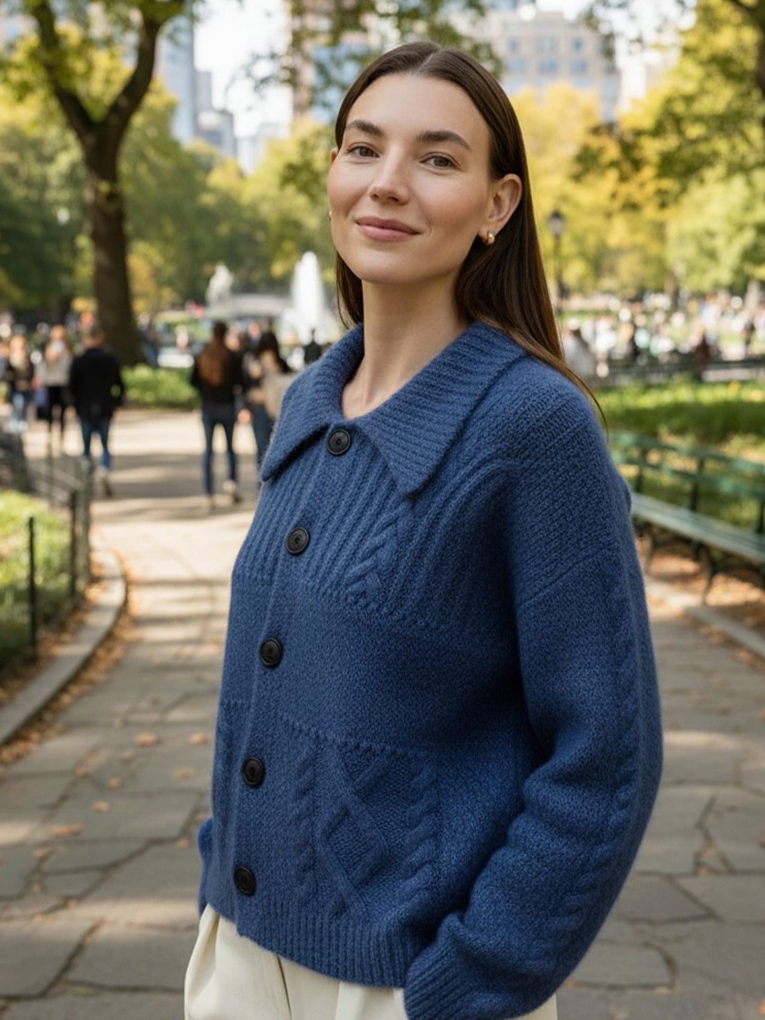 Wool-Blend Button-Front Cardigan