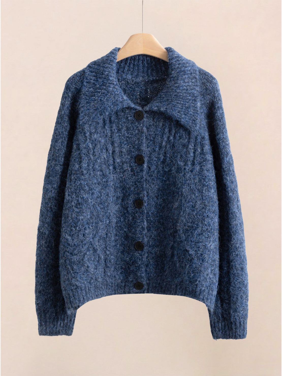 Wool-Blend Button-Front Cardigan