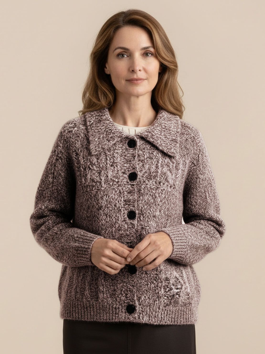 Wool-Blend Button-Front Cardigan