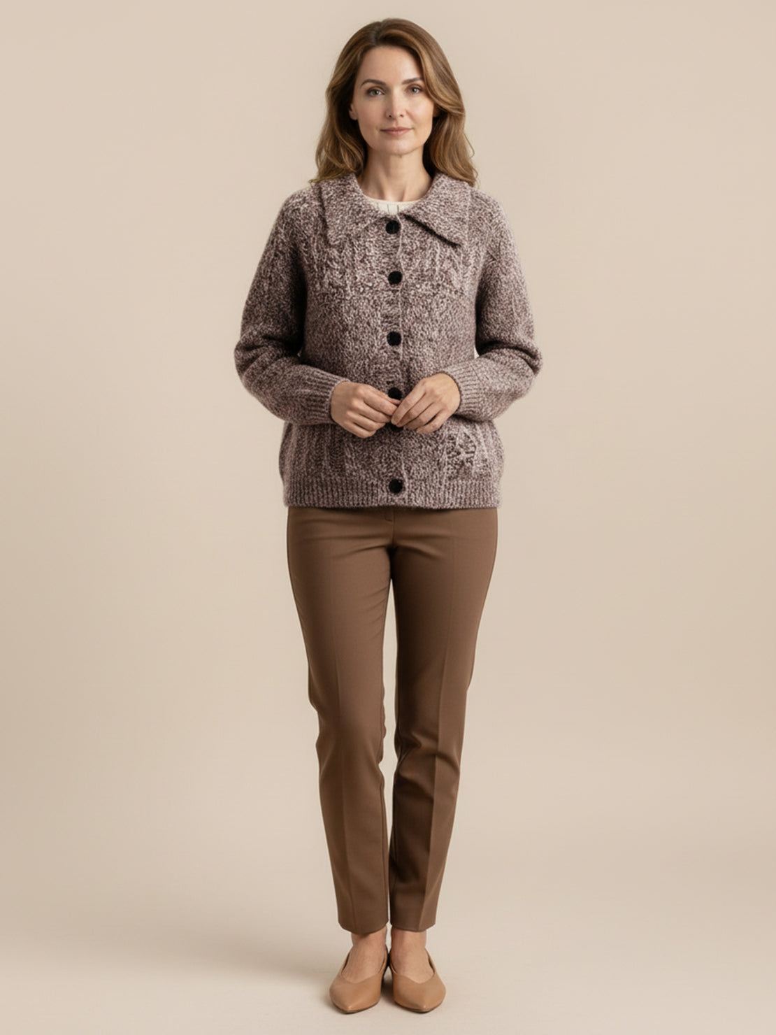 Wool-Blend Button-Front Cardigan