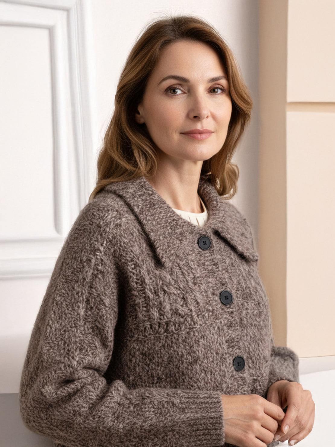 Wool-Blend Button-Front Cardigan