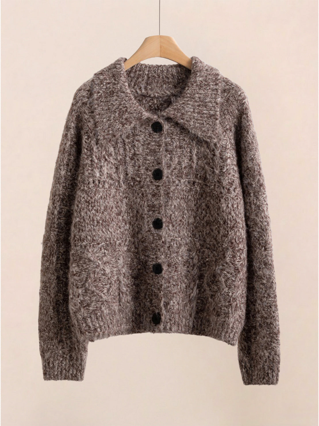 Wool-Blend Button-Front Cardigan
