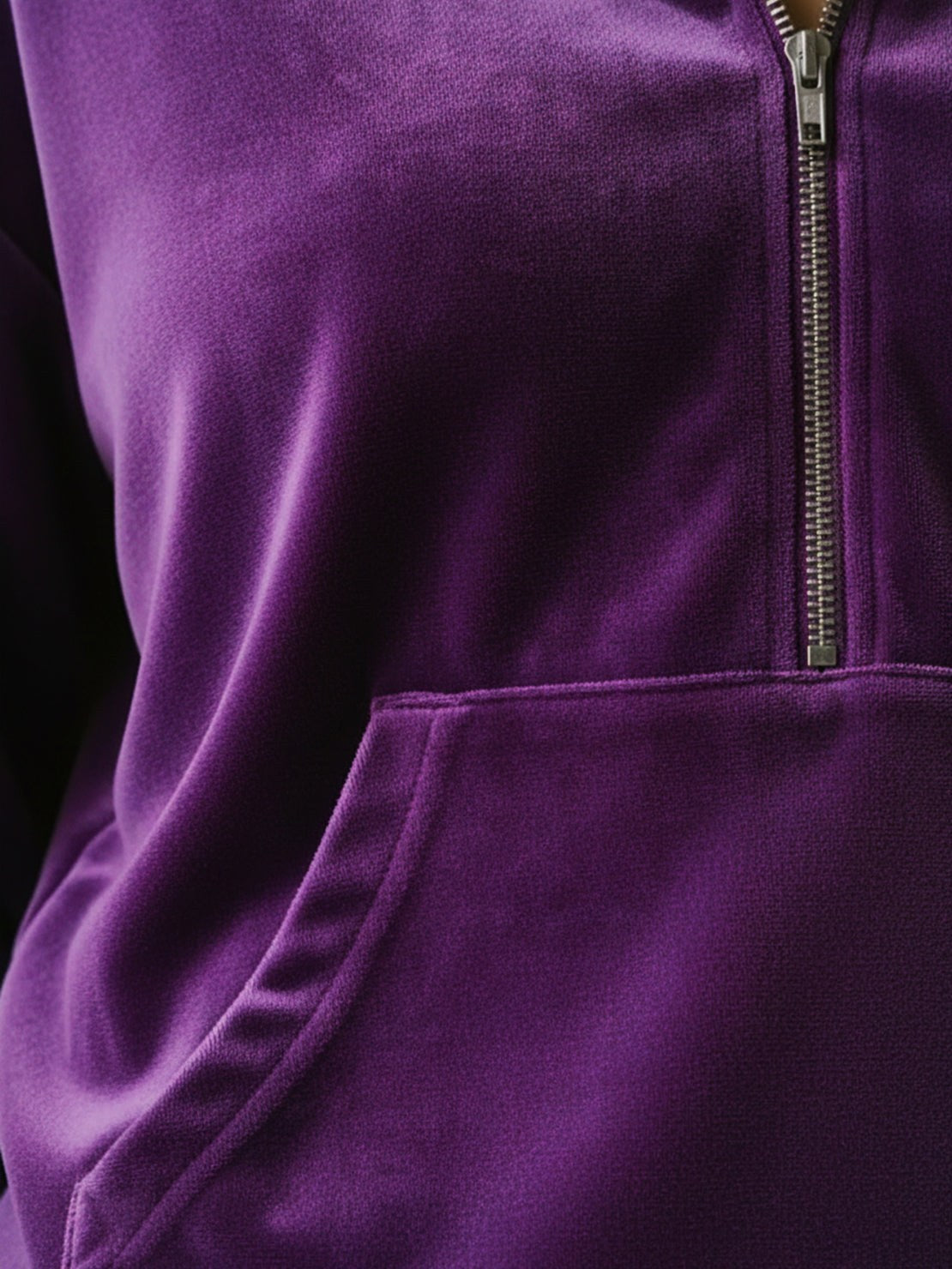 Ultra-Soft Velvet Half-Zip Hoodie