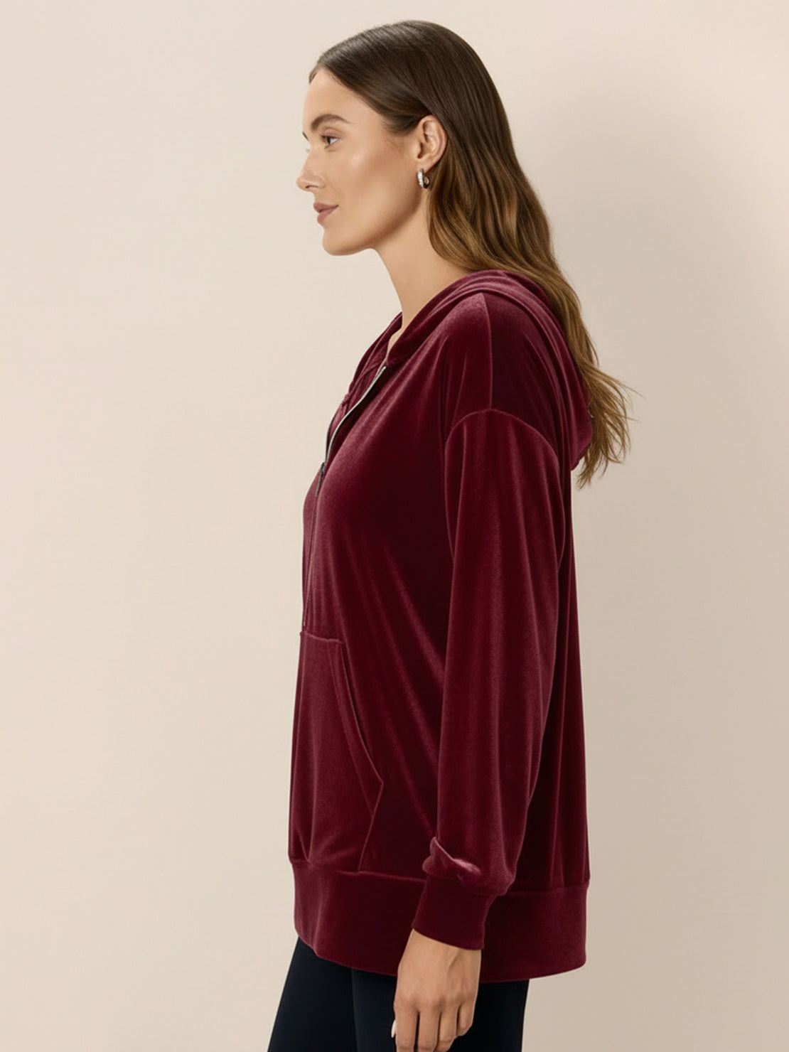 Ultra-Soft Velvet Half-Zip Hoodie