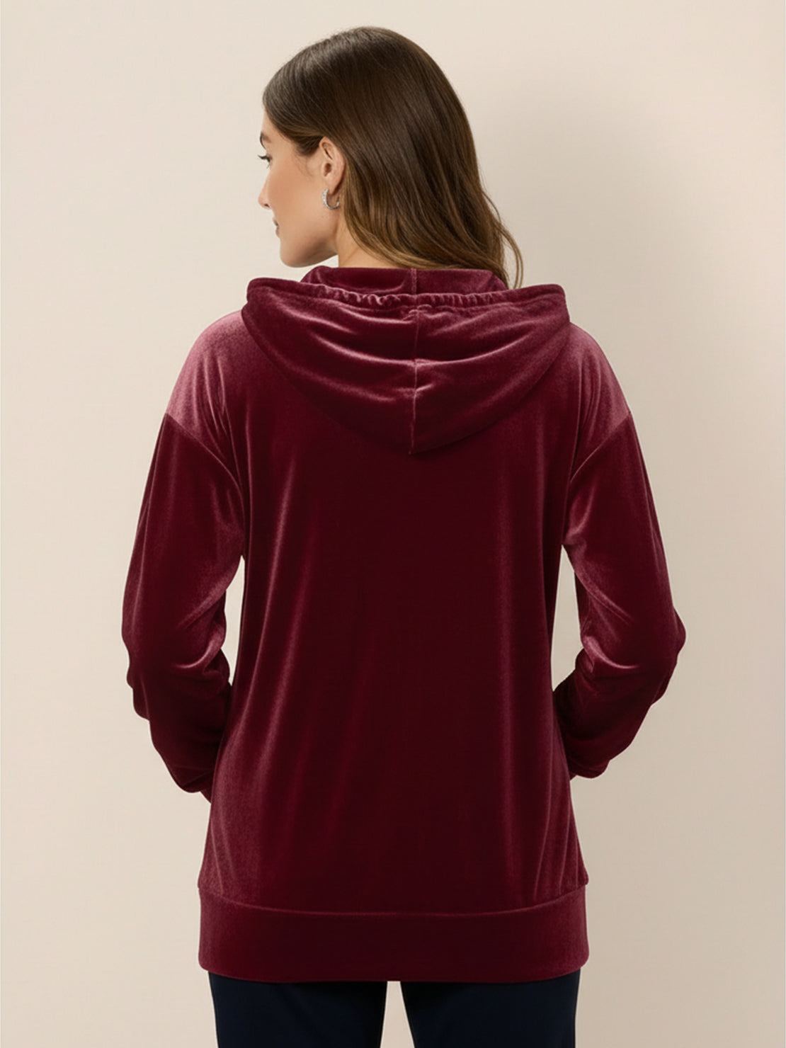 Ultra-Soft Velvet Half-Zip Hoodie