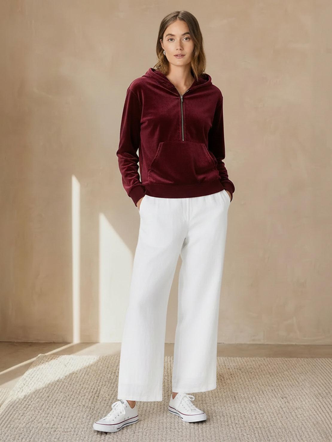 Ultra-Soft Velvet Half-Zip Hoodie