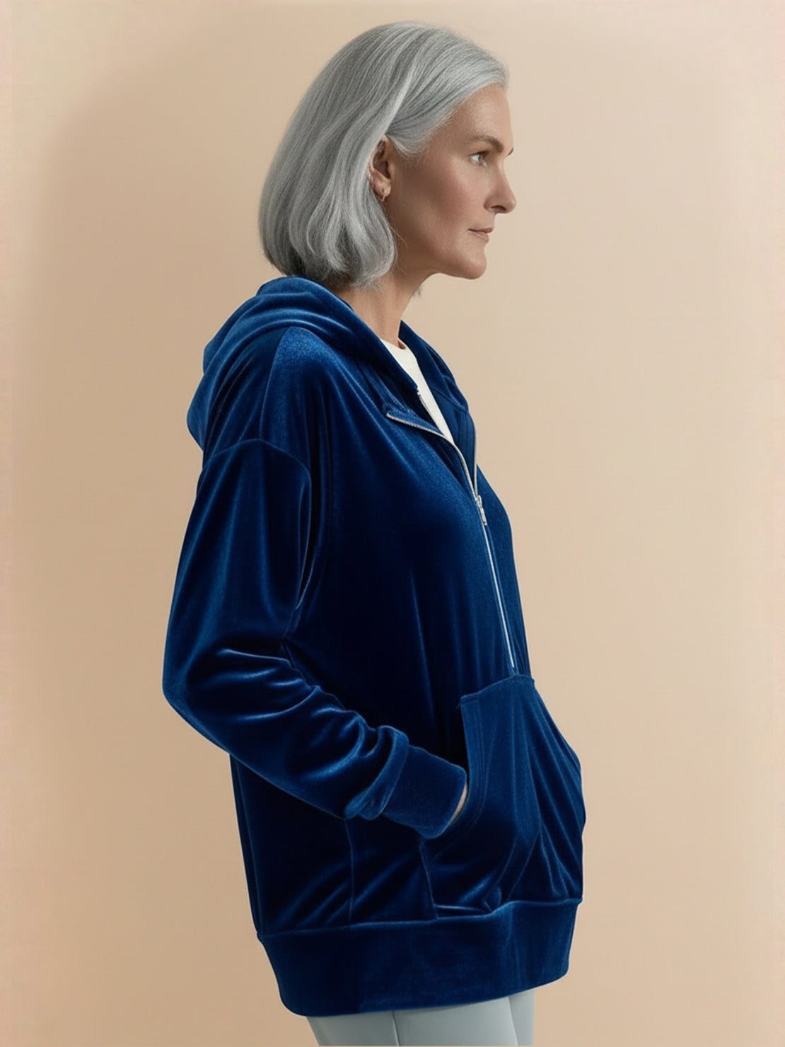 Ultra-Soft Velvet Half-Zip Hoodie
