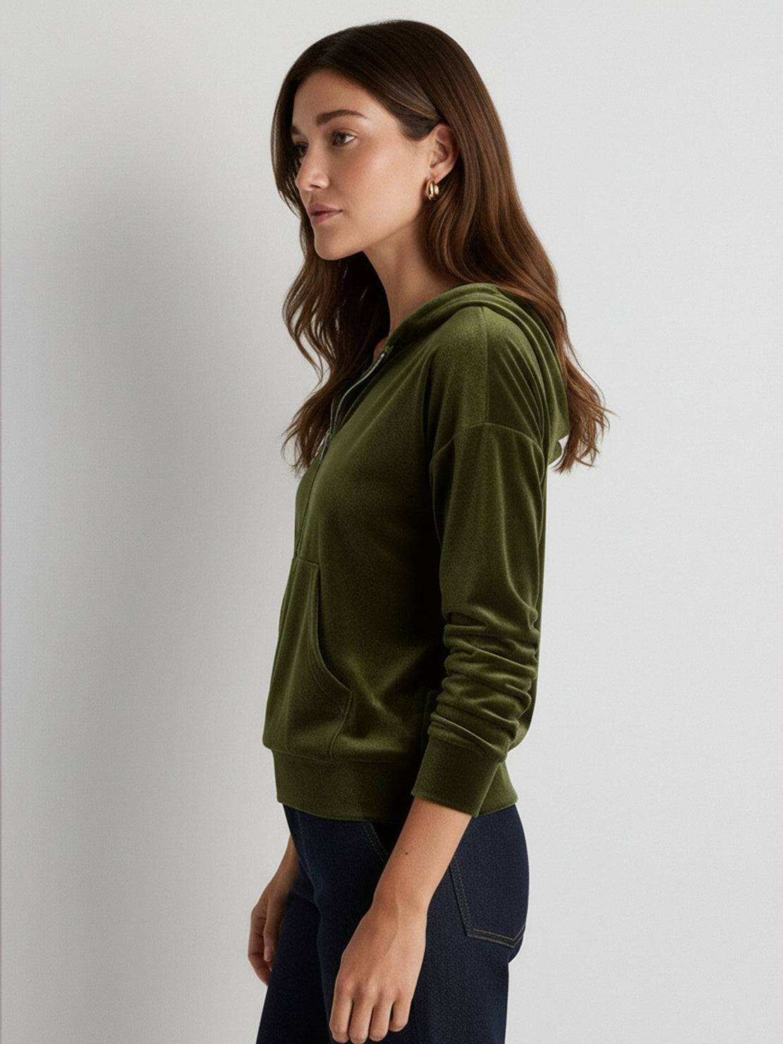 Ultra-Soft Velvet Half-Zip Hoodie