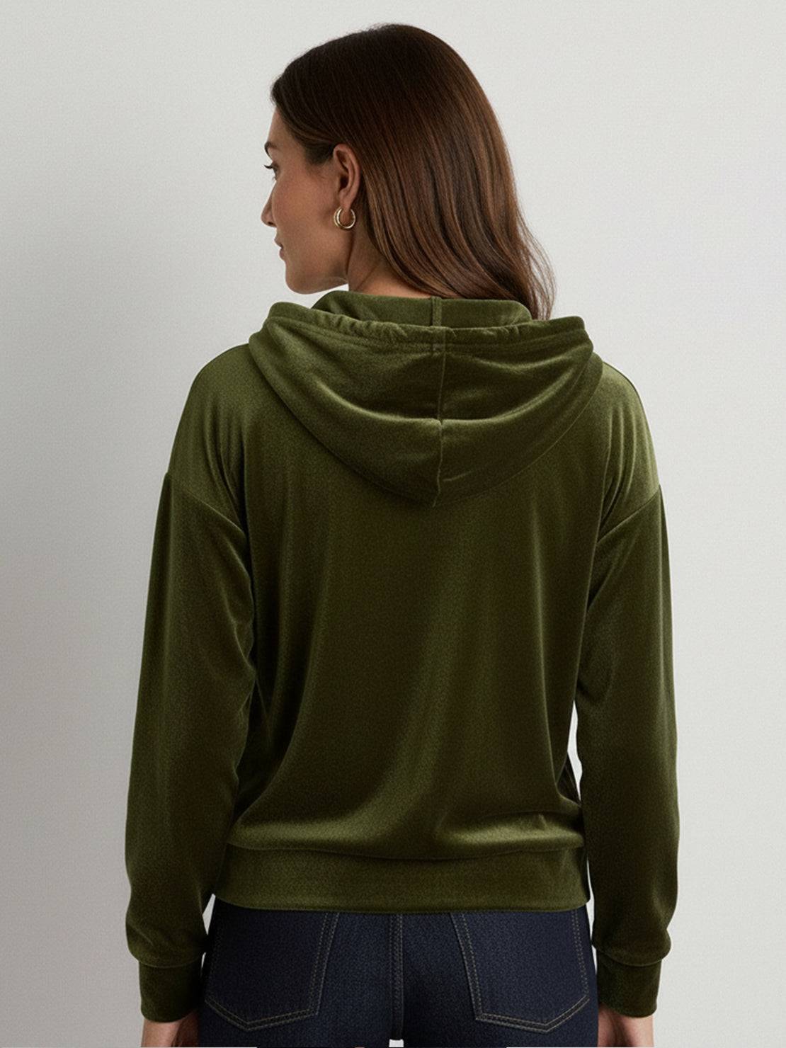 Ultra-Soft Velvet Half-Zip Hoodie