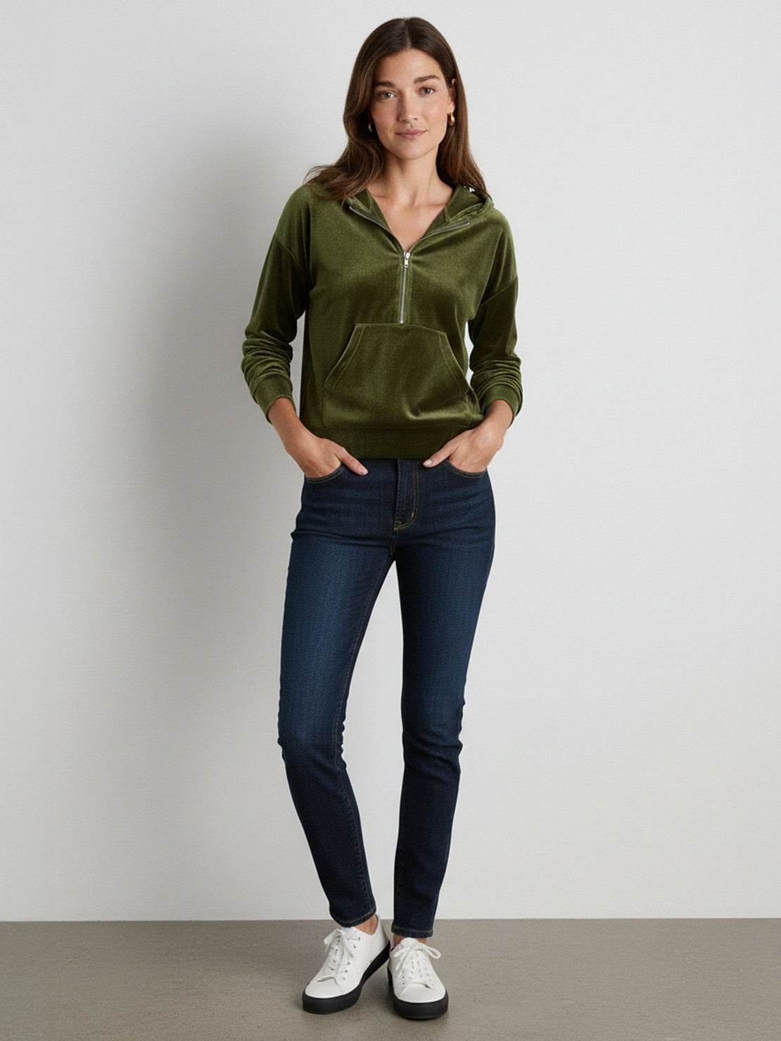 Ultra-Soft Velvet Half-Zip Hoodie