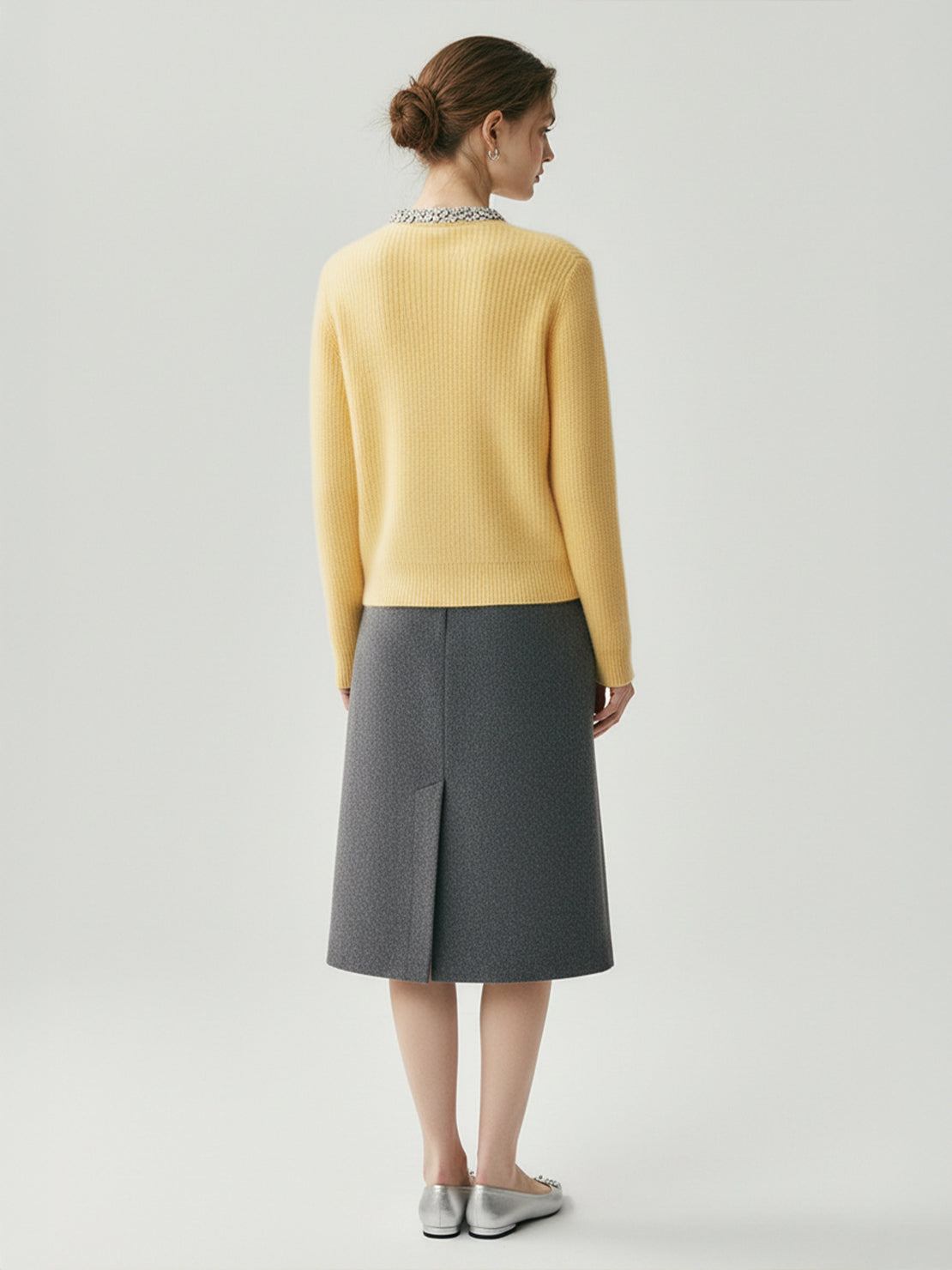 100% Alashan Cashmere Diamond-Collar Cardigan