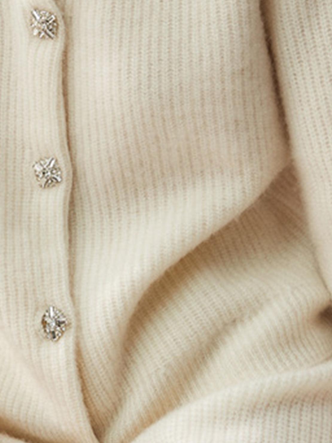 100% Alashan Cashmere Diamond-Collar Cardigan