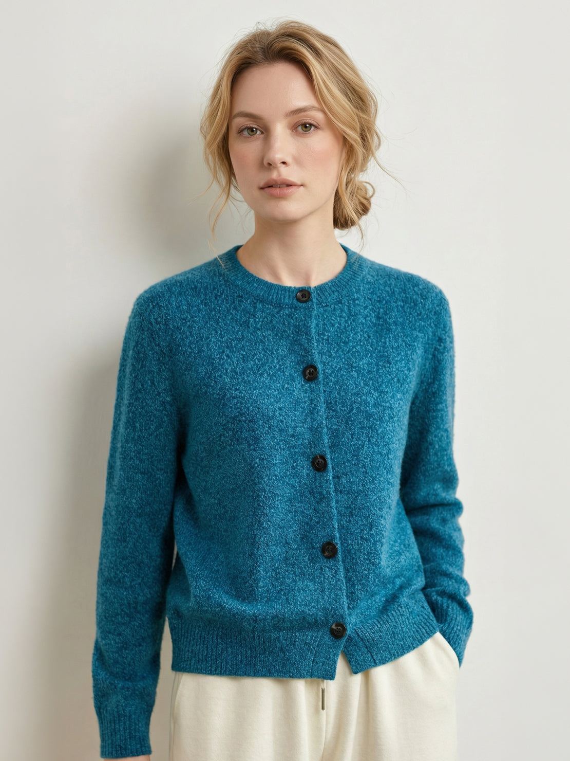 Marled Knit Merino Wool Cardigan